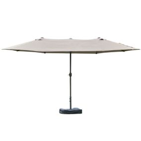 Parasol de jardin XXL dim. 4,6L x 2,7l x 2,4H cm ouverture fermeture manivelle acier polyester haute densité