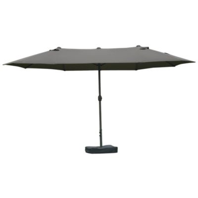Parasol de jardin XXL dim. 4,6L x 2,7l x 2,4H m manivelle pied & contrepoids inclus acier polyester haute densité