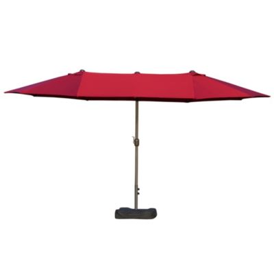 Parasol de jardin XXL dim. 4,6L x 2,7l x 2,4H m manivelle pied & contrepoids inclus acier polyester haute densité