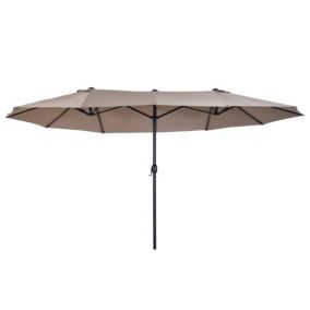 Parasol de jardin XXL dim. 4,6L x 2,7l x 2,4H m ouverture fermeture manivelle acier polyester haute densité