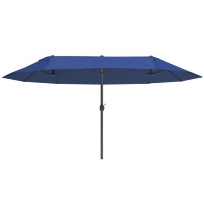 Parasol de jardin XXL dim. 4,6L x 2,7l x 2,4H m ouverture fermeture manivelle acier polyester haute densité