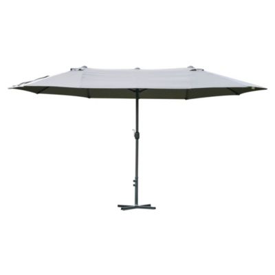 Parasol de jardin XXL parasol grande taille 4,6L x 2,7l x 2,4H m ouverture fermeture manivelle acier polyester haute densité gris