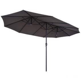 Parasol de jardin XXL parasol grande taille 4,6L x 2,7l x 2,4H m ouverture fermeture manivelle acier polyester haute densité gris