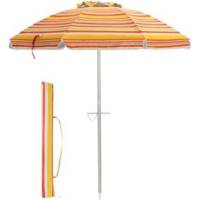 Parasol de Plage Tête Inclinable avec Auvent Sac Bord Drapé Mât en Aluminium et 8 Baleines Protection UV50