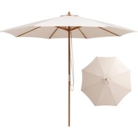 Parasol de Terrasse 3M Parasol de Marché Extérieure avec 8 Côtes en Bambou Système de Levage par Poulie