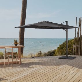 Parasol déporté anti-vent L.3 x l.3 m Belveo gris anthracite