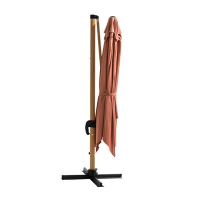 Parasol déporté carré 3x3m effet bois argile