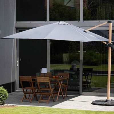 Parasol déporté carré 3x3m effet bois gris