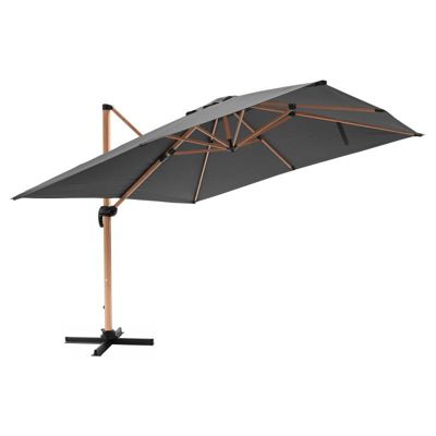 Parasol déporté carré 3x3m effet bois gris