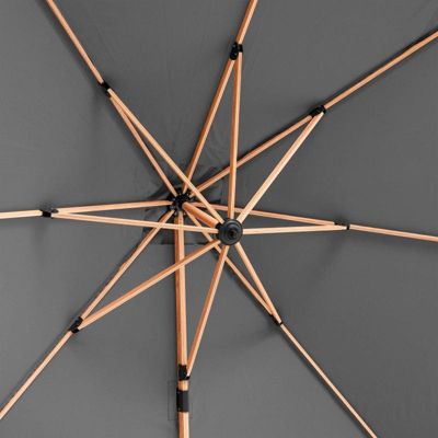 Parasol déporté carré 3x3m effet bois gris