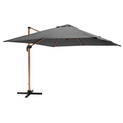 Parasol déporté carré 3x3m effet bois gris