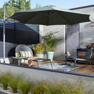Parasol déporté GoodHome Mallorca kaki ø350 cm