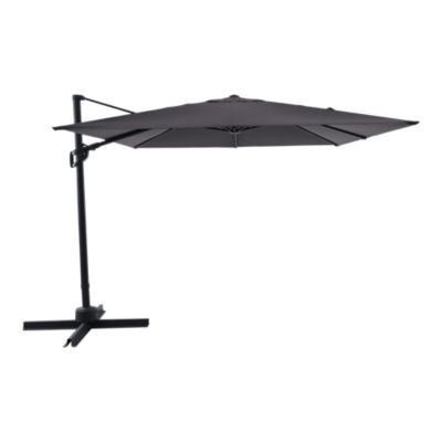 Parasol déporté inclinable carré ouverture manivelle anthracite 3 x 3m GoodHome Corby