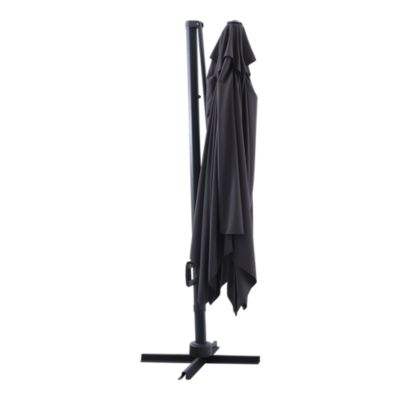 Parasol déporté inclinable carré ouverture manivelle anthracite 3 x 3m GoodHome Corby