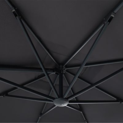Parasol déporté inclinable carré ouverture manivelle anthracite 3 x 3m GoodHome Corby