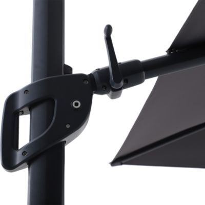 Parasol déporté inclinable carré ouverture manivelle anthracite 3 x 3m GoodHome Corby