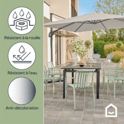 Parasol déporté inclinable carré ouverture manivelle moonbeam 3 x 3m GoodHome Corby