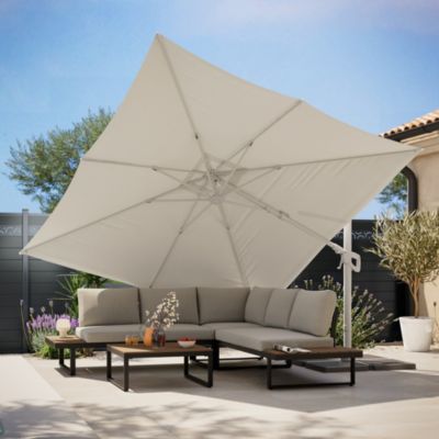 Parasol déporté inclinable carré ouverture manivelle moonbeam 3 x 3m GoodHome Corby