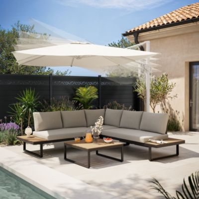 Parasol déporté inclinable carré ouverture manivelle moonbeam 3 x 3m GoodHome Corby