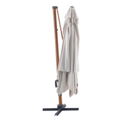Parasol déporté inclinable carré ouverture manivelle moonbeam effet bois 3 x 3m GoodHome Corby