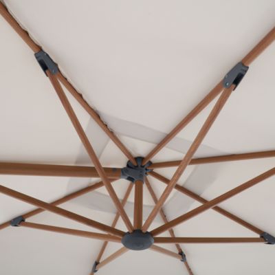Parasol déporté inclinable carré ouverture manivelle moonbeam effet bois 3 x 3m GoodHome Corby