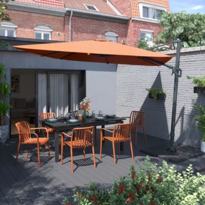 Parasol déporté inclinable carré ouverture manivelle orange 3 x 3m GoodHome Corby