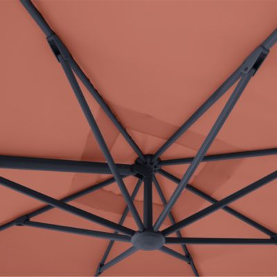 Parasol déporté inclinable carré ouverture manivelle orange 3 x 3m GoodHome Corby