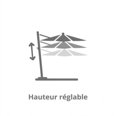 Parasol déporté inclinable carré ouverture manivelle toile anthracite Adapto l.3 x 3 m H.1,80 - 2,25 m
