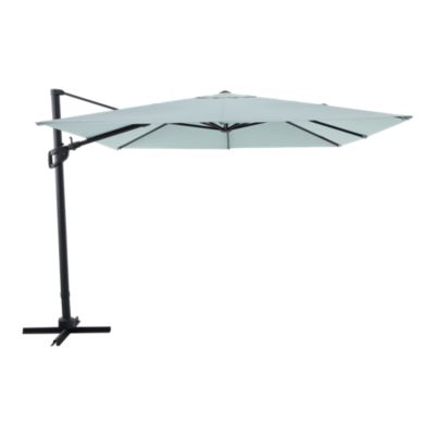 Parasol déporté inclinable carré ouverture manivelle vert d'eau 3 x 3m GoodHome Corby