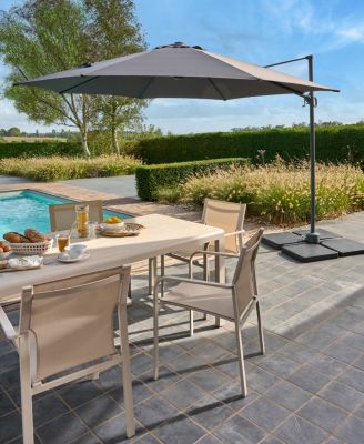Parasol déporté inclinable rond ouverture manivelle anthracite 3,5m GoodHome Brindisi