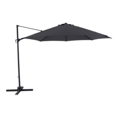 Parasol déporté inclinable rond ouverture manivelle anthracite 3,5m GoodHome Brindisi