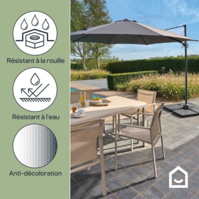 Parasol déporté inclinable rond ouverture manivelle anthracite 3,5m GoodHome Brindisi