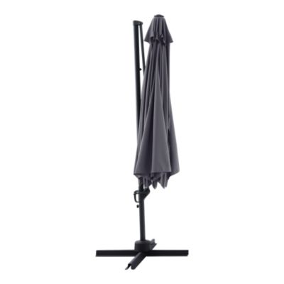 Parasol déporté inclinable rond ouverture manivelle anthracite 3,5m GoodHome Brindisi