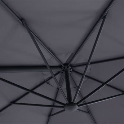 Parasol déporté inclinable rond ouverture manivelle anthracite 3,5m GoodHome Brindisi