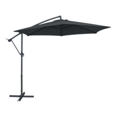 Parasol déporté inclinable rond ouverture manivelle anthracite L.3 x H. 2,5 m GoodHome Kigali