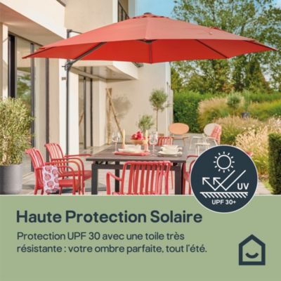 Parasol déporté inclinable rond ouverture manivelle orange 3,5m GoodHome Brindisi