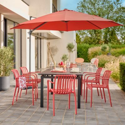 Parasol déporté inclinable rond ouverture manivelle orange 3,5m GoodHome Brindisi