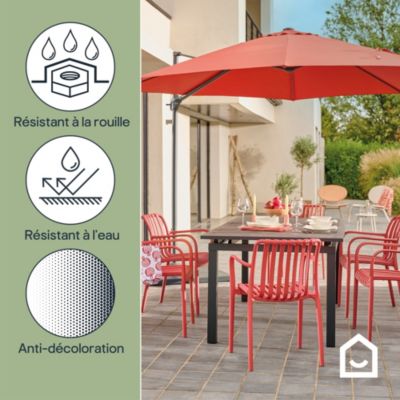 Parasol déporté inclinable rond ouverture manivelle orange 3,5m GoodHome Brindisi