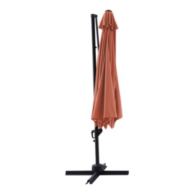 Parasol déporté inclinable rond ouverture manivelle orange 3,5m GoodHome Brindisi