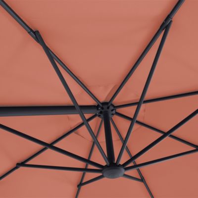 Parasol déporté inclinable rond ouverture manivelle orange 3,5m GoodHome Brindisi