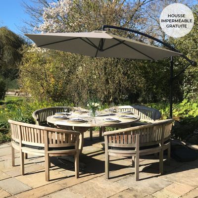 Parasol deporte mat en fer rond 300 x 300 toile en polyester