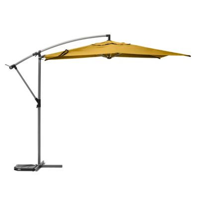 Parasol déporté rond Manoa Moutarde et graphite 3m en aluminium traité époxy Hespéride