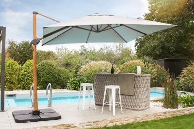 Parasol déporté Sevilla aluminium bois 2,5 x 2,5 m DCB Garden
