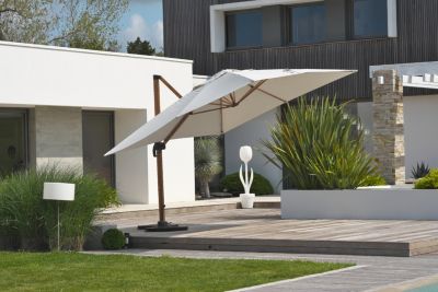 Parasol déporté Sevilla aluminium bois 4 x 3 m DCB Garden