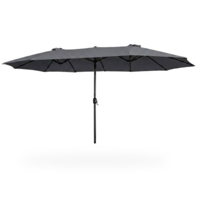 Parasol double de jardin TILIA en gris foncé, Poids 12,3 kg Dimensions L460 x l270 x H245 cm