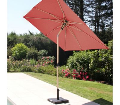 Parasol droit 2,4m - effet bois - terracotta - RUBIS