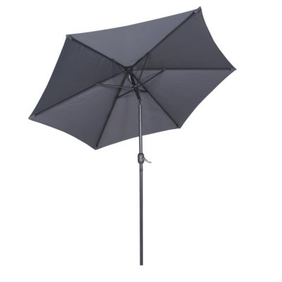 Parasol droit 3m inclinable à manivelle en aluminium gris anthracite  Oviala