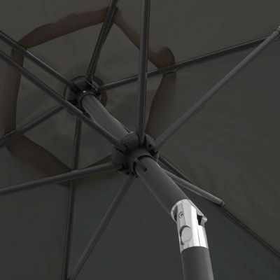Parasol droit 3m inclinable à manivelle en aluminium gris anthracite  Oviala