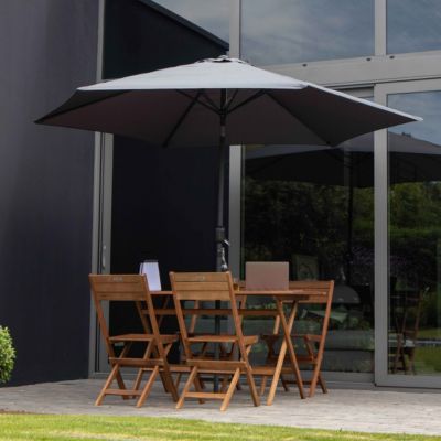 Parasol droit 3m inclinable à manivelle en aluminium gris anthracite  Oviala