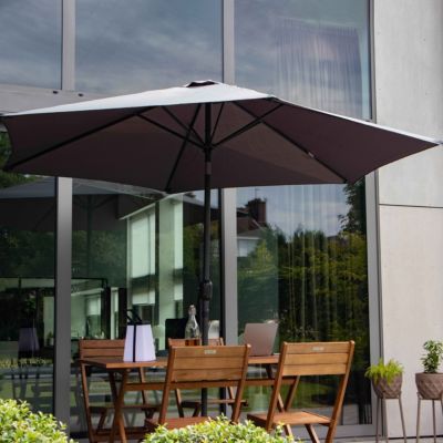 Parasol droit 3m inclinable à manivelle en aluminium gris anthracite  Oviala